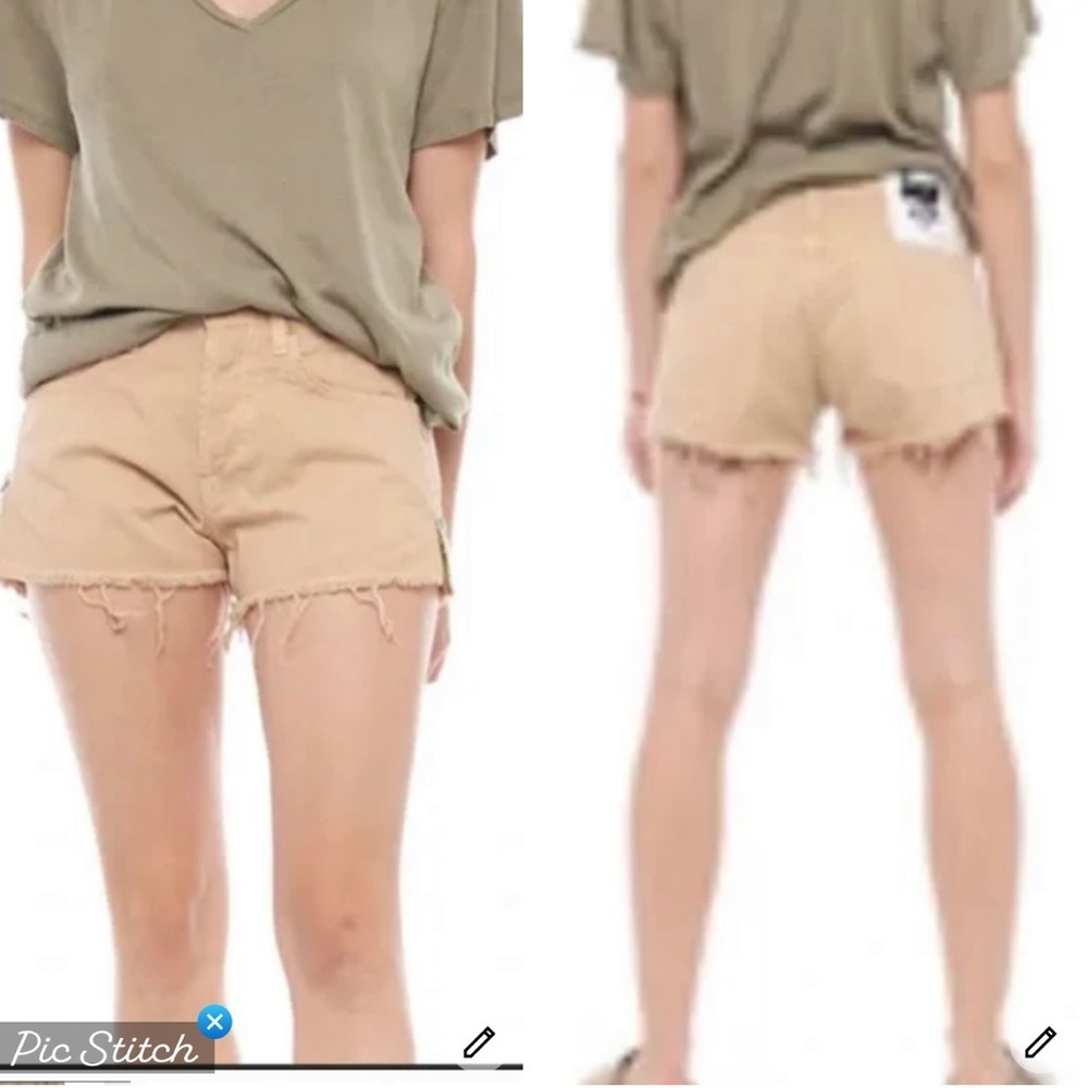 Sandrine Rose Tan Denim Side Zipper Shorts